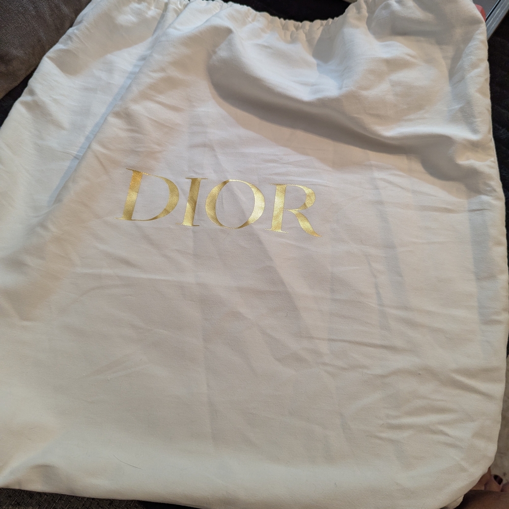 Dior Ivory Bag with Shimmering Gold Logo